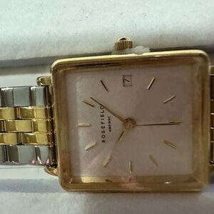 Two-Tone Square Face Bracelet Watch in Gold & Silver $45